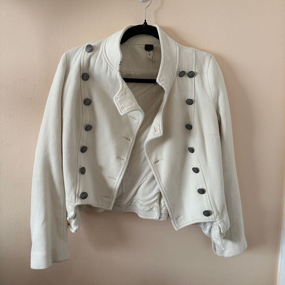 We the Free FP Cream Cropped Military Inspired jacket size 4 VGUC